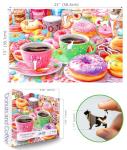 500 Pieces Puzzles for Adults Colorful Donuts Coffee Jigsaw Puzzle Letter on Back No Dust Difficult Unique Family Challenging Food Puzzles Gift Toy for Adults Seniors Perfect for Game Nights （23"x15"）