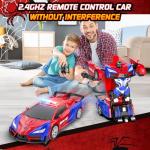 Remote Control Car with One Button Transformation, RC Cars Transforming into Robot, 2.4Ghz 360 Degree Rotation Police Car with Light, 1:18 Scale Transform Toys for Boys Girls Kids 4-7 8-12 6-8
