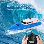 SZJJX RC Boat, Remote Control Boats for Lake/Pool/Pond, 2.4 GHz High Speed Outdoor Adventure Electric Mini RC Racing Boat with Rechargeable Battery, Water Play Toy Gift for Boys&Girls-Blue