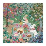 Galison Spring Tea Party – 500 Piece Foil Jigsaw Puzzle Featuring Beautiful Artwork of Rabbits Enjoying A Tea Party