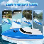 SZJJX RC Boat, Remote Control Boats for Lake/Pool/Pond, 2.4 GHz High Speed Outdoor Adventure Electric Mini RC Racing Boat with Rechargeable Battery, Water Play Toy Gift for Boys&Girls-Blue