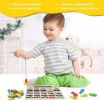 Magnetic Wooden Fishing Game Toy for Toddlers, Alphabet Fish Catching Counting Games Puzzle with Numbers and Letters, Preschool Learning ABC Math Educational Toys 3 4 5 Years Old Girl Boy Kids