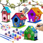 hapray 4 Pack Bird House Crafts for Kids Ages 5-8 8-12, Buildable DIY Birdhouse Kit for Children to Build, Summer Arts and Craft Projects with Paint, 3+ Boy Girl Gift for Halloween Christmas