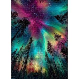 Impossible Puzzles for Adults 1000 Pieces, PICKFORU Forest Aurora Jigsaw Puzzle, Nature Scenery Colorful Puzzles Plant Scenic Challenge
