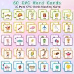 Memory Game, CVC Word Games Kindergarten, Memory Games for Kids Ages 4-8, Matching Games for Toddlers 3-5, Phonics Games Flash Cards 2-4 Years, Memory Card Game Homeschool Learning Educational Toys