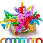 JOYIN 18 Pack Pop Tubes, Sensory Toys (Small) Fidget Toys Party Favors - 9 Colors, Creativity Learning & Fun for Toddler Kids - Perfect for Easter Goodie Bags, Classroom School Reward