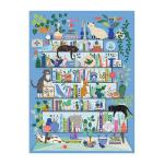Galison Purrfect Nook – 1000 Piece Jigsaw Puzzle Featuring Artwork of A Lively Cozy Shelf Made for Bibliophiles and Cat Lovers Alike