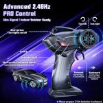 Mini RC Drift Car 1:64 Scale, Remote Control Car with LED Lights & 2-Speed Modes, 2.4GHz Stunt Drifting RC Toys with 4 Obstacles & Track Mat, Hobby Gift for Kids & Adults, Black