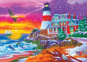 Puzzles for Adults 1000 Pieces - Winter Jigsaw Puzzle - Victorian Lighthouse Licensed by Nancy Wernersbach
