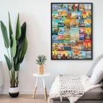 Vintage World Travel Puzzles for Adults 1000 Piece, Colosseum Eiffel Tower Landscape Poster Puzzle Landmarks, Scenic Jigsaw Puzzles for Adults Paris Italy Scenery