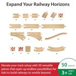BRIO Wooden Tracks and Train Accessories – 50-Piece Pack