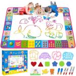 Water Doodle Mat - Kids Painting Writing Doodle Toy Board - Color Doodle Drawing Mat Bring Magic Pens Educational Toys for Age 3 4 5 6 7 8 9 10 11 12 Year Old Girls Boys Age Toddler Gift (Pink)