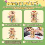 Montessori Wooden Board Game for Kids 3-6 Years - Educational Learning Toy with Colorful Sticks, Dice& Balls - Fine Motor Skills, Classic Tower Games for Family Night - Gift for Toddlers Boys Girls