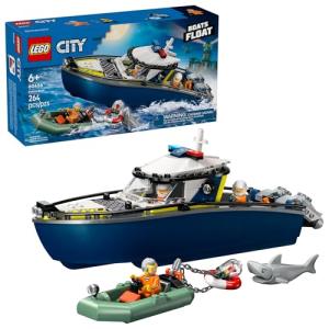 LEGO City Police Boat Chase Building Toy for Kids - Pretend Play Set for Boys & Girls, Ages 6+ - Building Blocks W/ 2 Floating Boat Toys for Playtime & Bath Time - Gift Idea for Birthdays- 60456