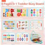 Teefrye Toddler Busy Board Montessori Toys for Toddlers 1-3 Year Old Educational Activity Book Board Sensory Travel Toys Ages 3-5 Preschool Learning Fine Motor Skills Toy Quiet Book Gift for Kids