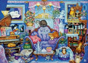 Wonder Forge Cats in The Blue Room 1000 Piece Jigsaw Puzzle for Adults | Unique, Perfectly-Fitting Pieces | Fun, Vibrant Imagery | Amazon Exclusive