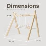 Comfy Cubs Wooden Baby Play Gym - Natural Finish Pinewood Baby Activity Gym with 5 Sensory Hanging Toys - Easy No-Tool Assembly, Safe and Durable for Infant Motor and Visual Development - Natural Wood