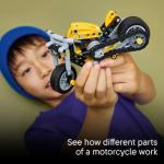 LEGO Technic Yellow Motorcycle Toy - Building Toy for Boys & Girls, Ages 7+ - Model Kit with Detailed Features - Bedroom Decor for Kids - Gift for Birthdays - 42225