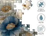 Elegant Flower Puzzles for Adults 1000 Pieces, Vintage Blue White Floral Jigsaw Puzzle, Flower Artistic Puzzle Challenge for Adults Art, Elegant Home Decor