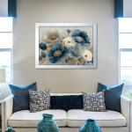 Elegant Flower Puzzles for Adults 1000 Pieces, Vintage Blue White Floral Jigsaw Puzzle, Flower Artistic Puzzle Challenge for Adults Art, Elegant Home Decor