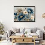 Elegant Flower Puzzles for Adults 1000 Pieces, Vintage Blue White Floral Jigsaw Puzzle, Flower Artistic Puzzle Challenge for Adults Art, Elegant Home Decor