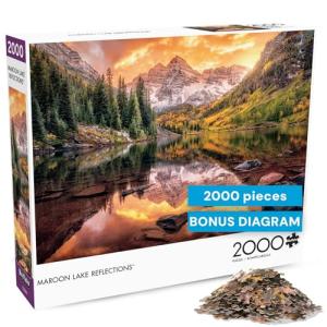 Buffalo Games - Maroon Lake Reflections - Joshua Snow - 2000 Piece Jigsaw Puzzle for Adults - Scenic Nature Puzzle, Challenging Mountain Landscape, Bonus Poster Included, Finished Size 38.50 x 26.50