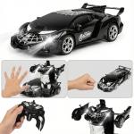MUISHUYU Rechargeable Transform Remote Control Spider Car, Black Transforming RC Robot Toy 1:18, One-Key Deformation, 360° Drifting Vehicle for Kids Ages 3-7