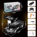 MUISHUYU Rechargeable Transform Remote Control Spider Car, Black Transforming RC Robot Toy 1:18, One-Key Deformation, 360° Drifting Vehicle for Kids Ages 3-7