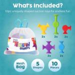 BUNMO Stocking Stuffers for Kids - Toddler Suction Bath Toys - Connect, Build, Create - Toddler Stocking Stuffers - Fine Motor Skills - Stimulating Sensory Fun - Textured 10 Pack