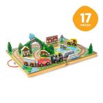 Melissa & Doug Take-Along Railroad Tabletop Playset with Wooden Train Toys, Animals & Scenery Play Pieces, Preschool Learning Toys for Girls & Boys 3+ - FSC Certified