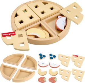 Fisher-Price Wood Pretend Play Toy Fruit Pie, Tiny Garden 16-Piece Wooden Food Puzzle Set for Preschool Kids Ages 3+ Years (Amazon Exclusive)