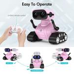 ALLCELE Girls Robot Toy, Rechargeable RC Robot for Kids, Remote Control Toy with Music and LED Eyes, Gift for Children Age 3 Years and Up - Pink