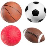 Sports Balls for Kids & Toddlers - (Pack of 4) 5-inch Sports Set Includes Football, Small Size Soccer, Basketball, and Playground Balls, Fun Indoors & Outdoor Toys (Hand Pump Included)