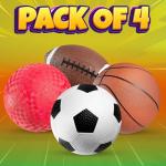 Sports Balls for Kids & Toddlers - (Pack of 4) 5-inch Sports Set Includes Football, Small Size Soccer, Basketball, and Playground Balls, Fun Indoors & Outdoor Toys (Hand Pump Included)