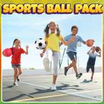 Sports Balls for Kids & Toddlers - (Pack of 4) 5-inch Sports Set Includes Football, Small Size Soccer, Basketball, and Playground Balls, Fun Indoors & Outdoor Toys (Hand Pump Included)