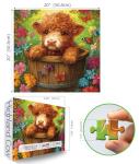 MINIWAN 500-Piece Jigsaw Puzzle - Cute Highland Cow with Butterfly & Flower Design - Unique Challenging Family Puzzle, 20x20 Inches - Ideal Gift for Adults & Puzzle Enthusiasts