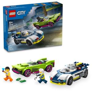 LEGO City Police Car and Muscle Car Chase, Emergency Vehicle Toy for Boys and Girls, Fun Gift for Kids Ages 6+ who Love Pretend Play Toys, Police Toy with Officer and Crook Minifigures, 60415