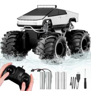 Remote Control Car, 1:18 Amphibious RC Cars, 4WD All Terrain Off-Road Pickup, 2.4GHz Waterproof Cyber Truck, 360° Rotatable Monster Truck Toys for Boys Christmas Birthday Gifts Age 6 7 8 9 10-13+
