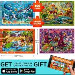 QUOKKA 100 Piece Puzzles for Kids Ages 4-6 - 4 Jigsaw Puzzles for Kids Ages 6-8 - Search and Find Game with Animals, Dinosaurs for Childrens 5-8 - Learning Educational Toys for Boys and Girls 8-11