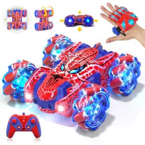 SOGAWEBB Spider Gesture Sensing Remote Control Car, Double Sided RC Cars with Full-Body Light, 2.4GHz Hand Controlled Rechargeable RC Stunt Car Toys for Boys 4 5 6 7 8 9 10 11 12