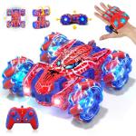 SOGAWEBB Spider Gesture Sensing Remote Control Car, Double Sided RC Cars with Full-Body Light, 2.4GHz Hand Controlled Rechargeable RC Stunt Car Toys for Boys 4 5 6 7 8 9 10 11 12