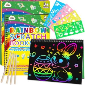 ZMLM Scratch Paper Art Craft: 2 Pack Rainbow Scratch Set for 3 4 5 6 7 8 9 10 Years Old Girls Boys Students Drawing Coloring Black Magic Art Supplies Kits Gifts School Birthday Party Toys(Classic)