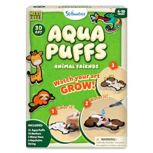 Skillmatics Aqua Puffs - 3D Art Kit, Animals, Easter Basket Stuffers, Mess-Free Paint by Number Craft for Kids, DIY Color & Inflate Activity, Creative Gift for Girls & Boys Ages 4, 5, 6, 7, 8, 9, 10