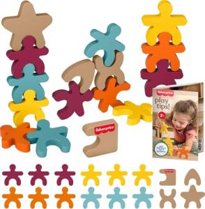 Fisher-Price Wood Montessori Toy Stacking Shapes, American Montessori Society Seal of Excellence, 16-Piece Wooden Learning Activity & Expert Play Tips for Kids Ages 2+ Years