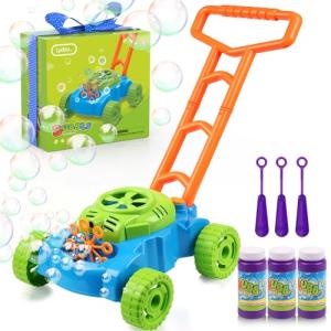 Lydaz Bubble Lawn Mower for Toddlers 1-3, Kids Bubble Machine for 1-Year-Old Boys Toy Gifts, Gardening Easter Basket Stuffers Birthday Toys, Push Summer Outdoor Toys for Preschool Baby Boys Age 1 2 3
