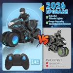 iappadore RC Motorcycle, Remote Control Motorcycle with RGB Wheels Lights - 360-degree Rotations, Drifts, High-Speed, RC Car Dirt Bike Toy for Boys 4-7 8-12 Years Kids