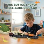 Infistaky Dinosaur Toys Shoulder Bag with Rolling Wheels & Launch Tracks & Educational Storage Box, 3-in-1 Jurassic Toy Set for Kids 3+, Playset Gift for Toddler Boys & Girls（Tyrannosaurus rex）