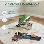 Infistaky Dinosaur Toys Shoulder Bag with Rolling Wheels & Launch Tracks & Educational Storage Box, 3-in-1 Jurassic Toy Set for Kids 3+, Playset Gift for Toddler Boys & Girls（Tyrannosaurus rex）