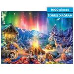 Buffalo Games - Lars Stewart - Winter's Night Bonfire - 1000 Piece Jigsaw Puzzle - Colorful, Holiday Puzzles for Adults – Precision-Cut Pieces, Seasonal Artwork, and Hours of Relaxing Fun