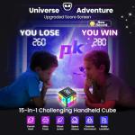 Xinbeiya Rechargeable Game Handheld Cube - 15 Fun Brain & Memory Game with Score Screen - Christmas Easter Birthday Gifts for Boys Girls Ages 6-12+ Years Old - Toy Gift Idea for Kids Teens (Black)